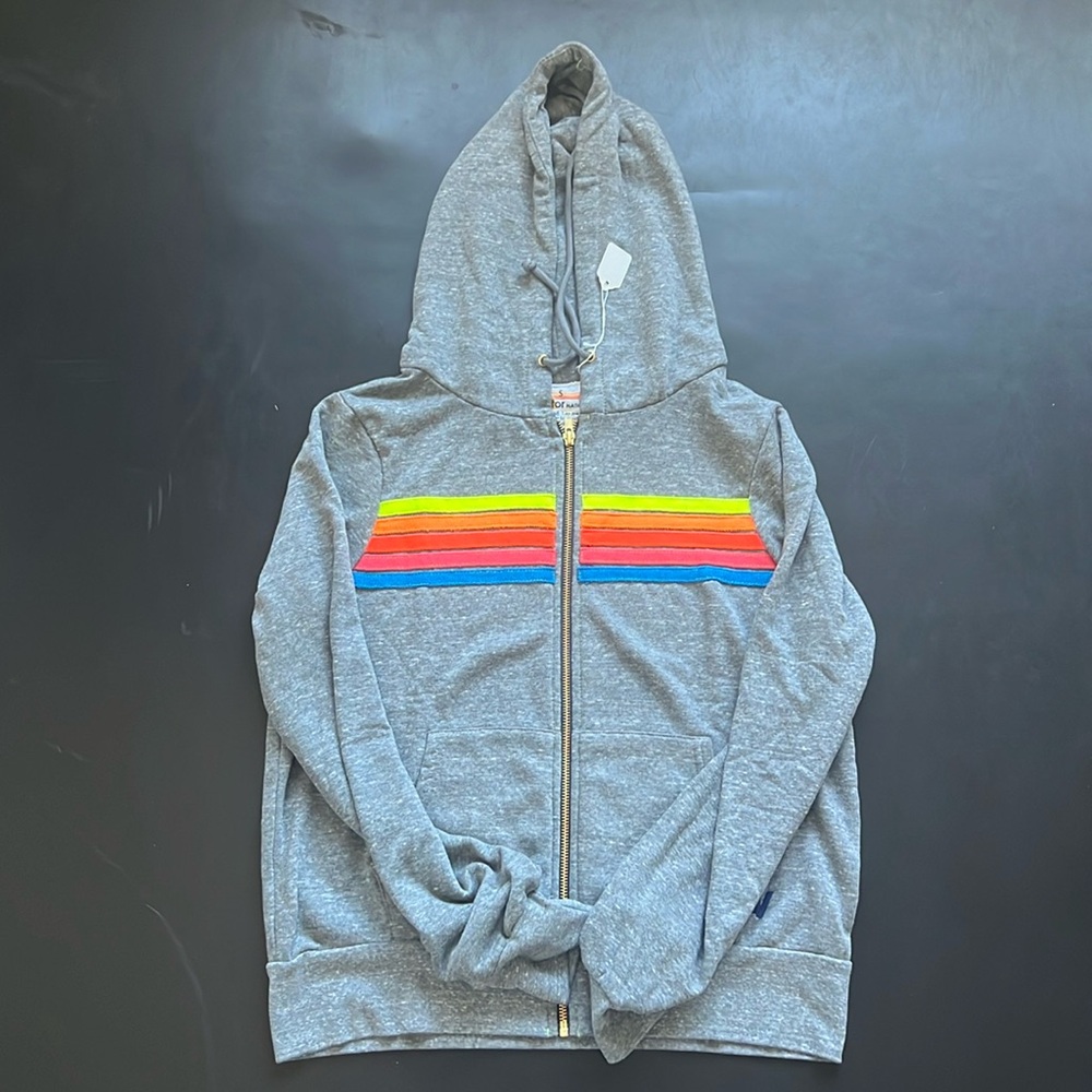 Aviator Nation 5 stripe grey hoodie